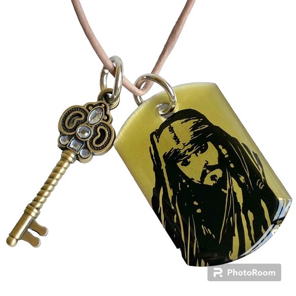 Vintage Disney Pirates of the Caribbean Necklace Charm Skull Crossbones 23" - Picture 1 of 10